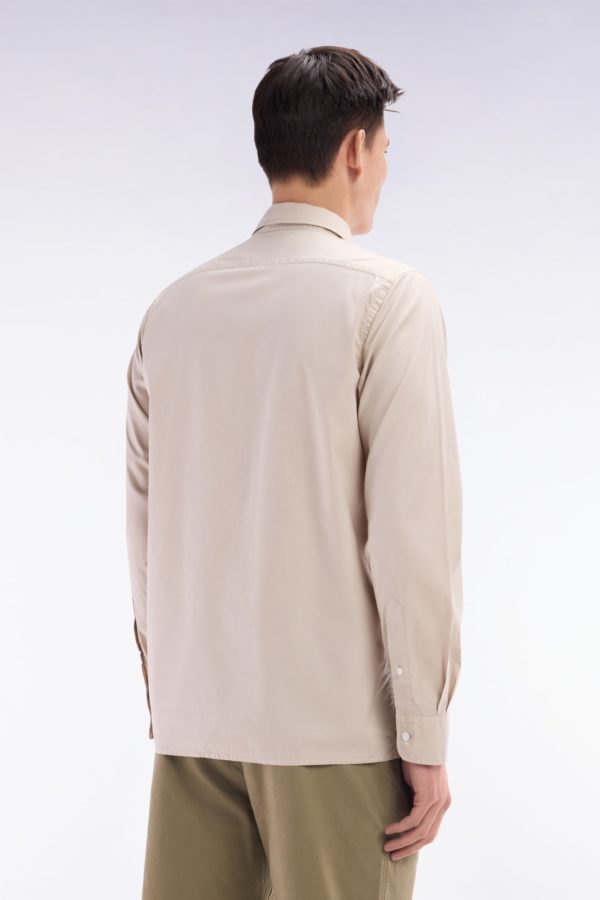 Chemise Unisexe En Coton Et Lyocell Stretch Beige Coupe Droite Eden Park – Image 3
