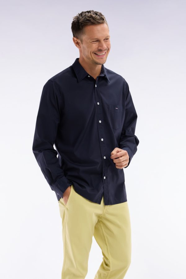 Chemise Unisexe En Coton Et Lyocell Stretch Marine Coupe Droite Eden Park – Image 2