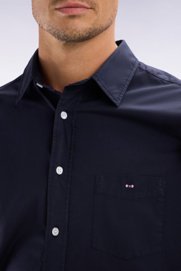 Chemise Unisexe En Coton Et Lyocell Stretch Marine Coupe Droite Eden Park – Image 4