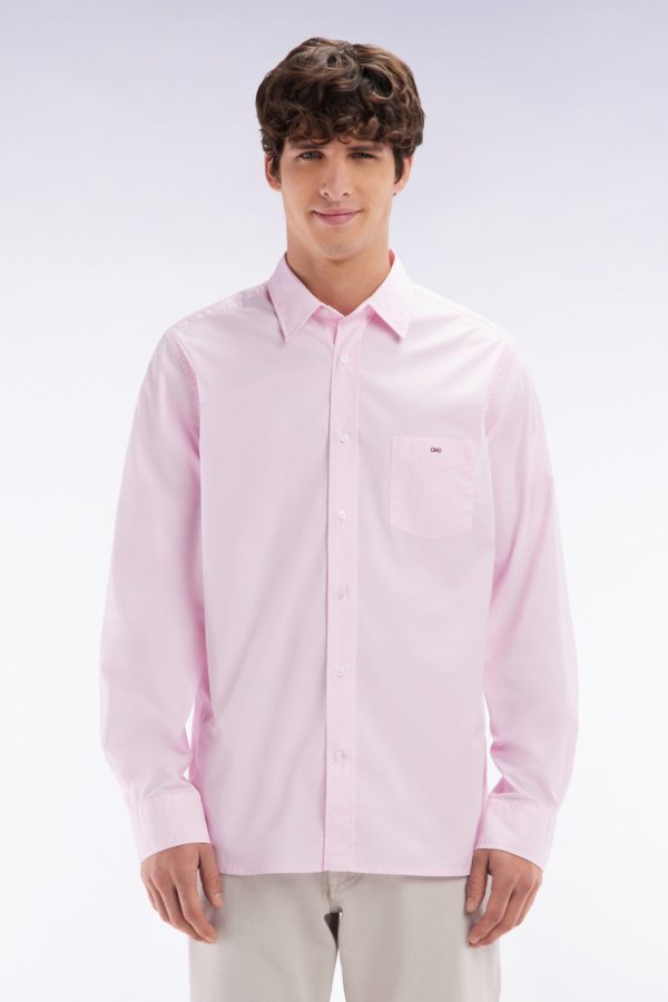 Chemise Unisexe En Coton Et Lyocell Stretch Rose Coupe Droite Eden Park