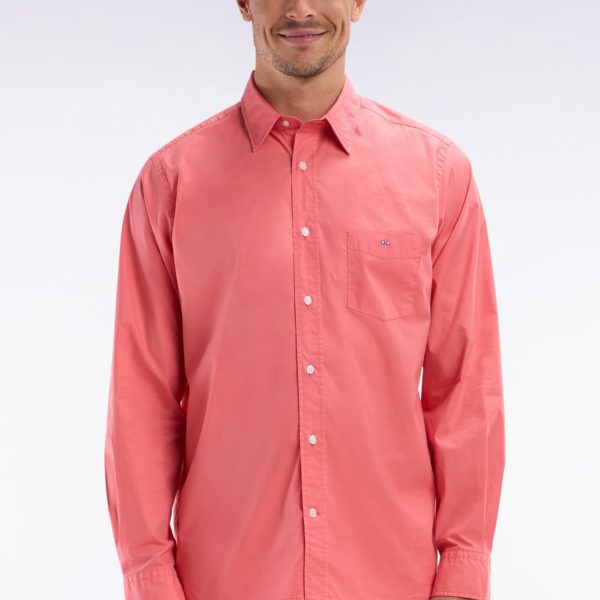 Chemise Unisexe En Coton Et Lyocell Stretch Saumon Coupe Droite Eden Park