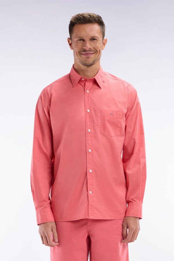Chemise Unisexe En Coton Et Lyocell Stretch Saumon Coupe Droite Eden Park