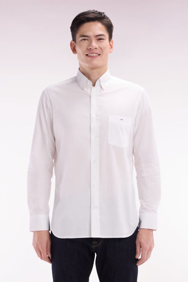 Chemise En Coton Blanc Coudière Coupe Droite Eden Park