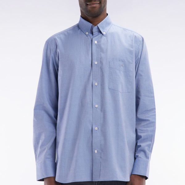 Chemise En Coton Bleu Ciel Coudière Coupe Droite Eden Park