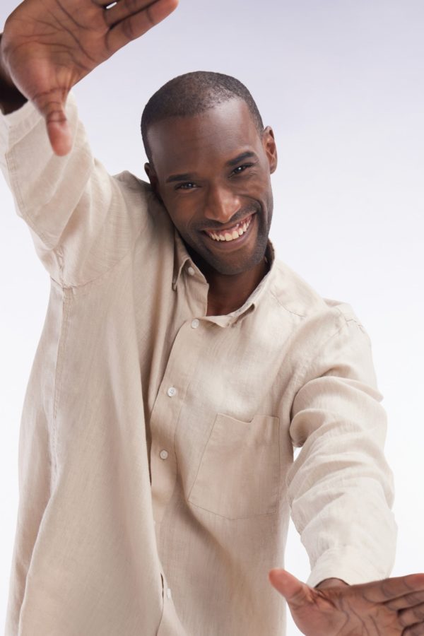 Chemise En Lin Beige Unie Coupe Droite Eden Park – Image 2