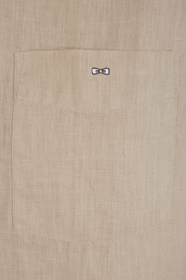 Chemise En Lin Beige Unie Coupe Droite Eden Park – Image 5
