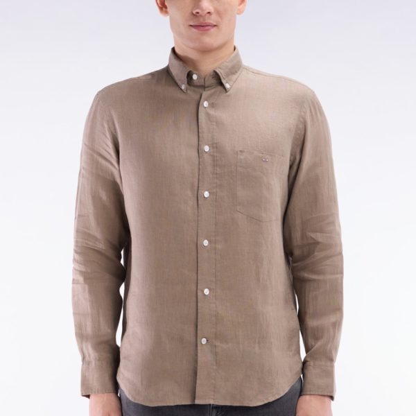 Chemise En Lin Sable Unie Coupe Droite Eden Park