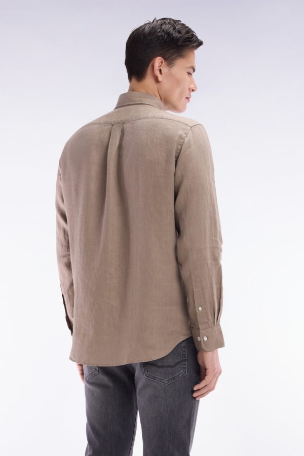 Chemise En Lin Sable Unie Coupe Droite Eden Park – Image 3