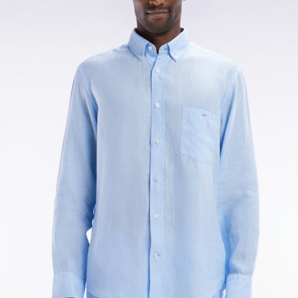 Chemise En Lin Ciel Unie Coupe Droite Eden Park