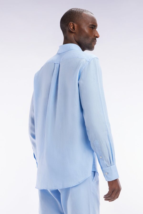 Chemise En Lin Ciel Unie Coupe Droite Eden Park – Image 3