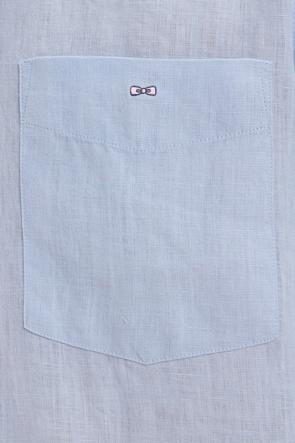 Chemise En Lin Gris Clair Unie Coupe Droite Eden Park – Image 4