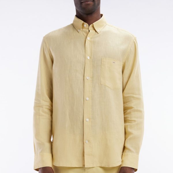 Chemise En Lin Ivoire Unie Coupe Droite Eden Park