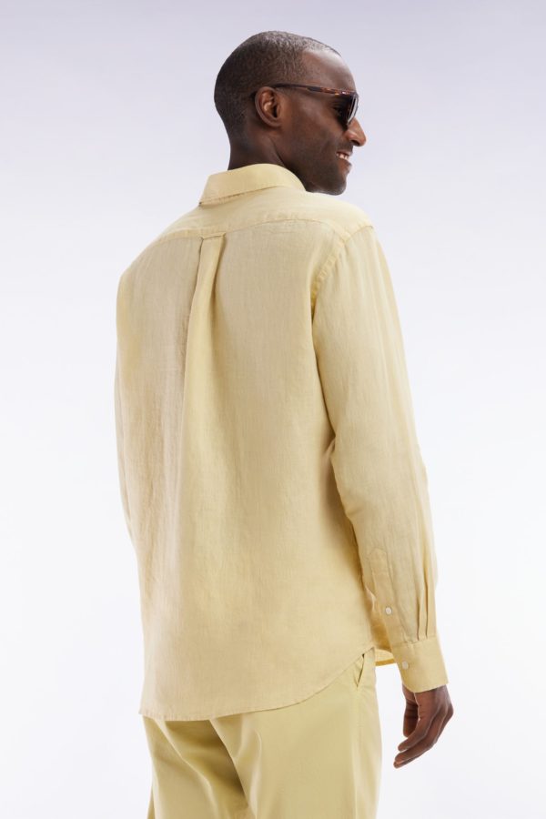 Chemise En Lin Ivoire Unie Coupe Droite Eden Park – Image 3