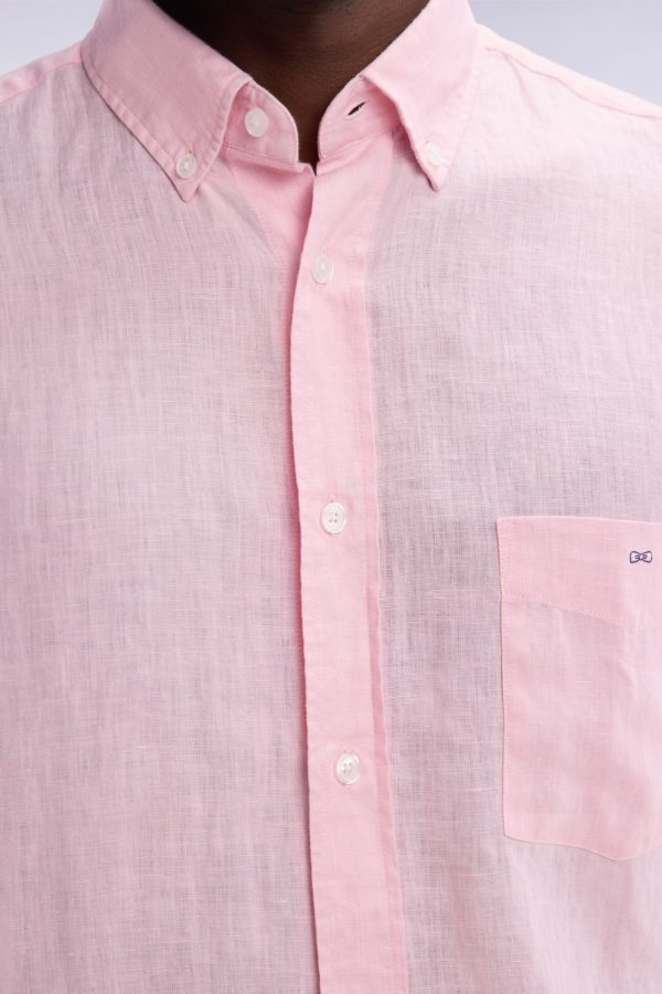 Chemise En Lin Rose Unie Coupe Droite Eden Park – Image 4