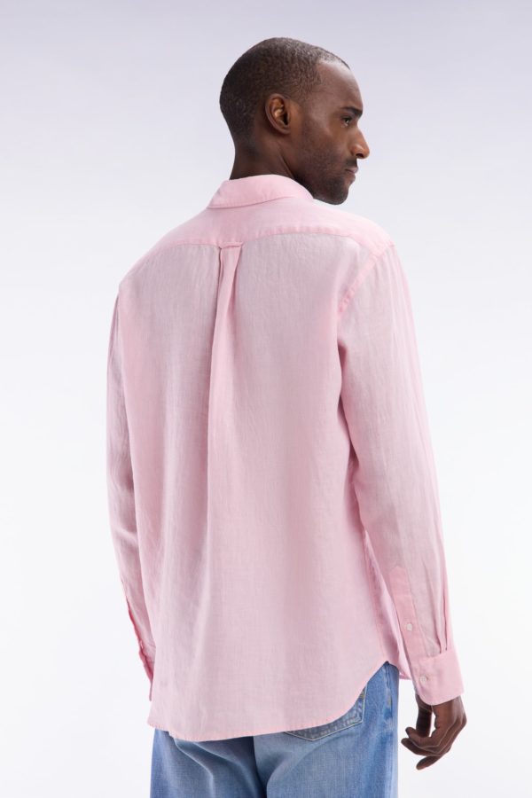 Chemise En Lin Rose Unie Coupe Droite Eden Park – Image 3