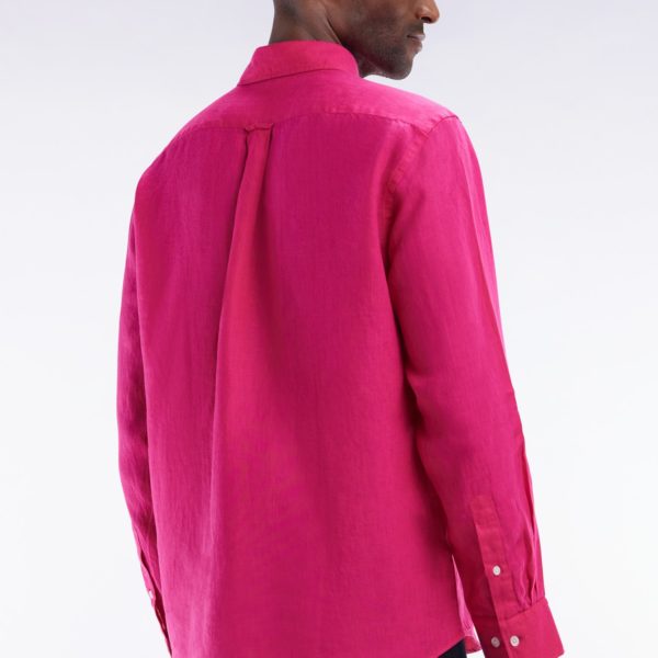 Chemise En Lin Fuchsia Unie Coupe Droite Eden Park