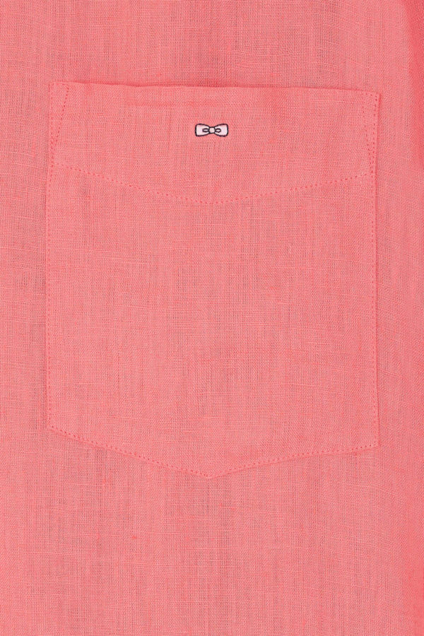 Chemise En Lin Rose Saumon Unie Coupe Droite Eden Park – Image 5