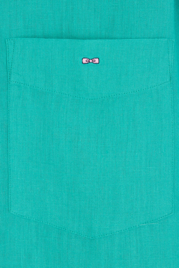 Chemise En Lin Vert Unie Coupe Droite Eden Park – Image 5