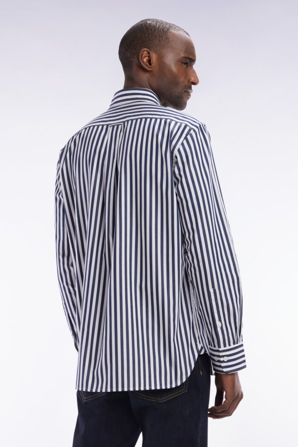 Chemise À Rayures Bâtons En Coton Marine Coupe Droite Eden Park – Image 3