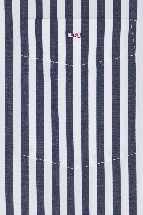 Chemise À Rayures Bâtons En Coton Marine Coupe Droite Eden Park – Image 5