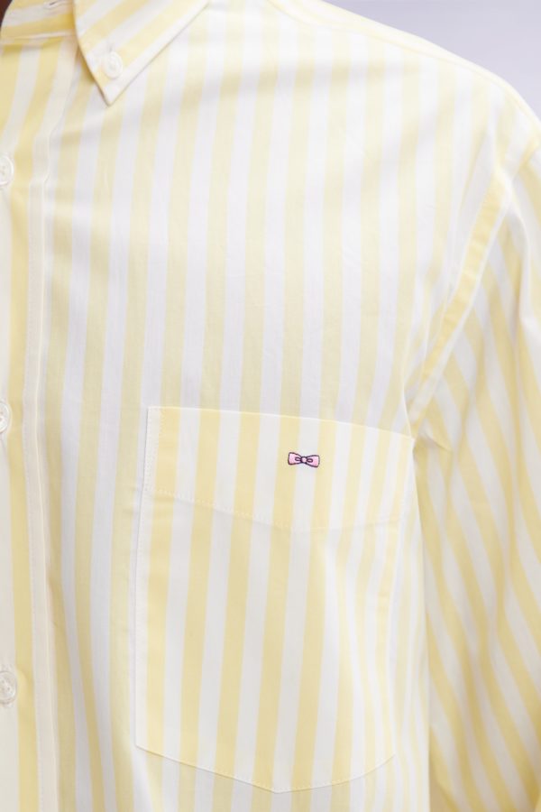 Chemise À Rayures Bâtons En Coton Ivoire Coupe Droite Eden Park – Image 4