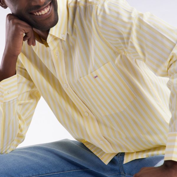 Chemise À Rayures Bâtons En Coton Ivoire Coupe Droite Eden Park