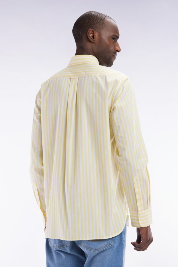 Chemise À Rayures Bâtons En Coton Ivoire Coupe Droite Eden Park – Image 3