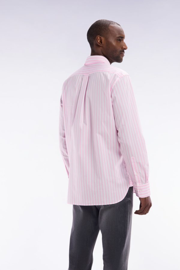 Chemise À Rayures Bâtons En Coton Rose Coupe Droite Eden Park – Image 3