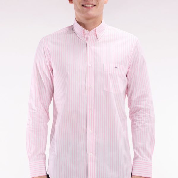 Chemise En Coton Rayée Rose Coupe Droite Eden Park