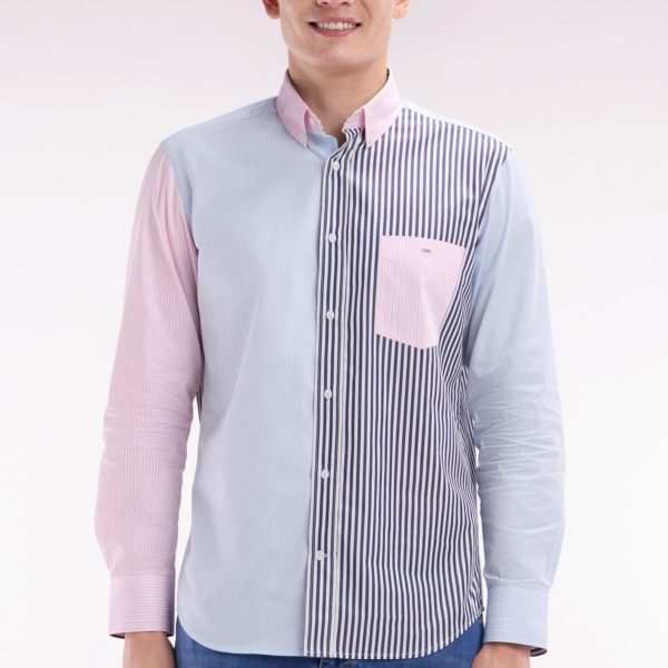 Chemise À Rayures Bâtons En Coton Tricolore Coupe Droite Eden Park