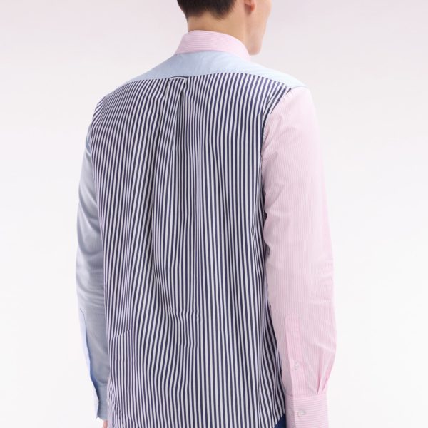 Chemise À Rayures Bâtons En Coton Tricolore Coupe Droite Eden Park