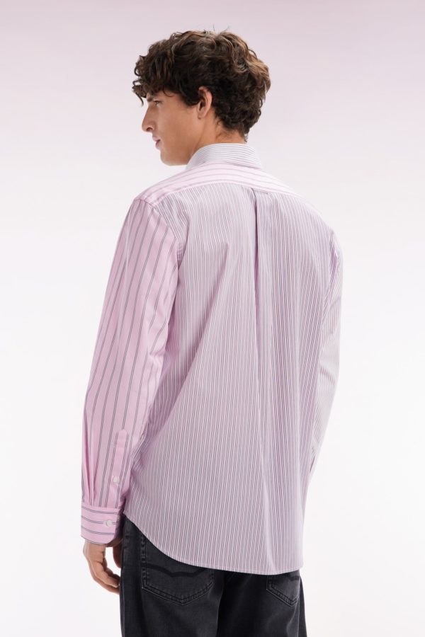 Chemise À Rayures Bâtons En Popeline De Coton Rose Coupe Droite Eden Park – Image 3