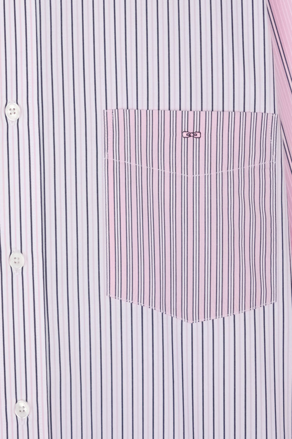 Chemise À Rayures Bâtons En Popeline De Coton Rose Coupe Droite Eden Park – Image 5