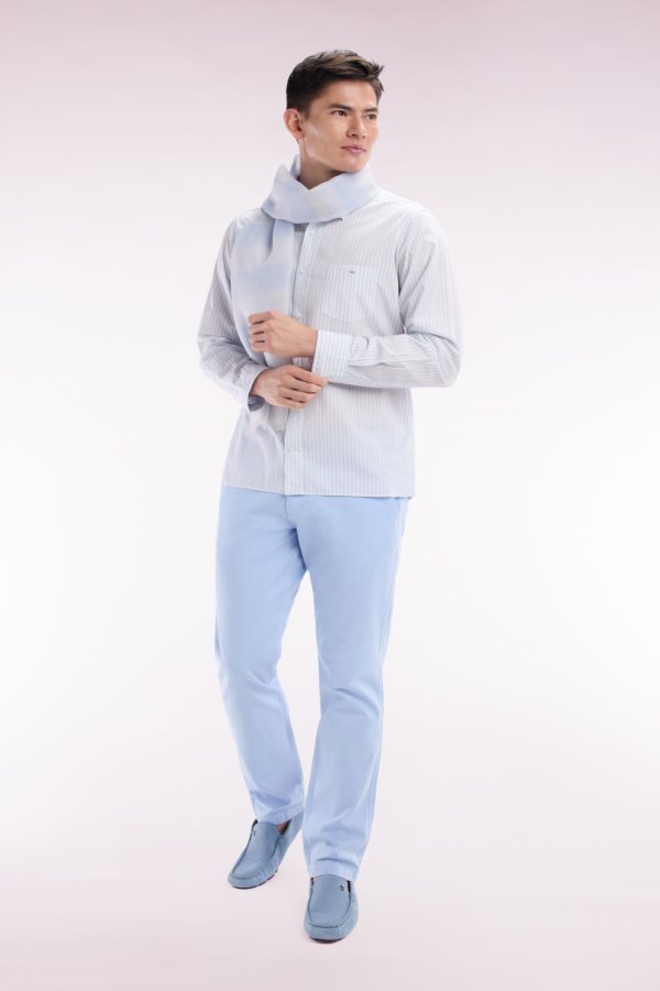 Chemise En Coton À Rayures Ciel Coupe Droite Eden Park – Image 2