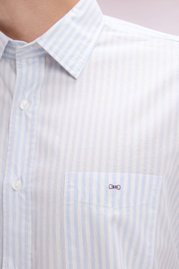 Chemise En Coton À Rayures Ciel Coupe Droite Eden Park – Image 3