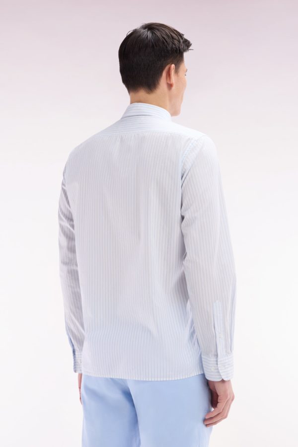 Chemise En Coton À Rayures Ciel Coupe Droite Eden Park – Image 4