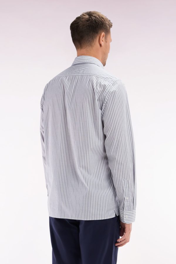 Chemise En Coton À Rayures Bleu Foncé Coupe Droite Eden Park – Image 3