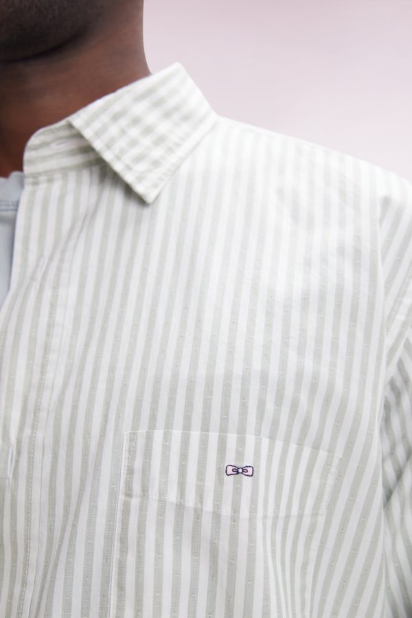 Chemise En Coton À Rayures Grises Coupe Droite Eden Park – Image 4