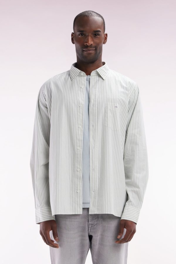 Chemise En Coton À Rayures Grises Coupe Droite Eden Park