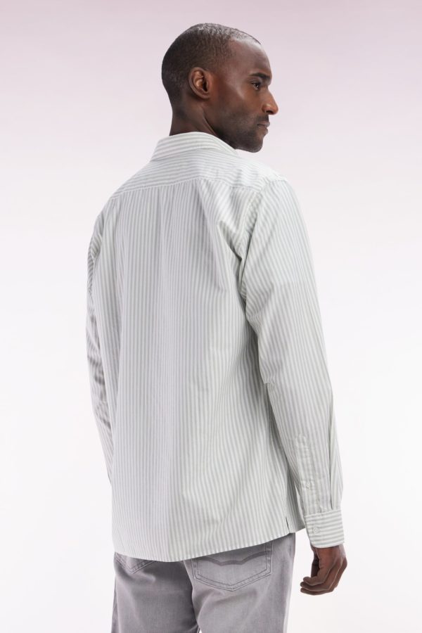 Chemise En Coton À Rayures Grises Coupe Droite Eden Park – Image 3