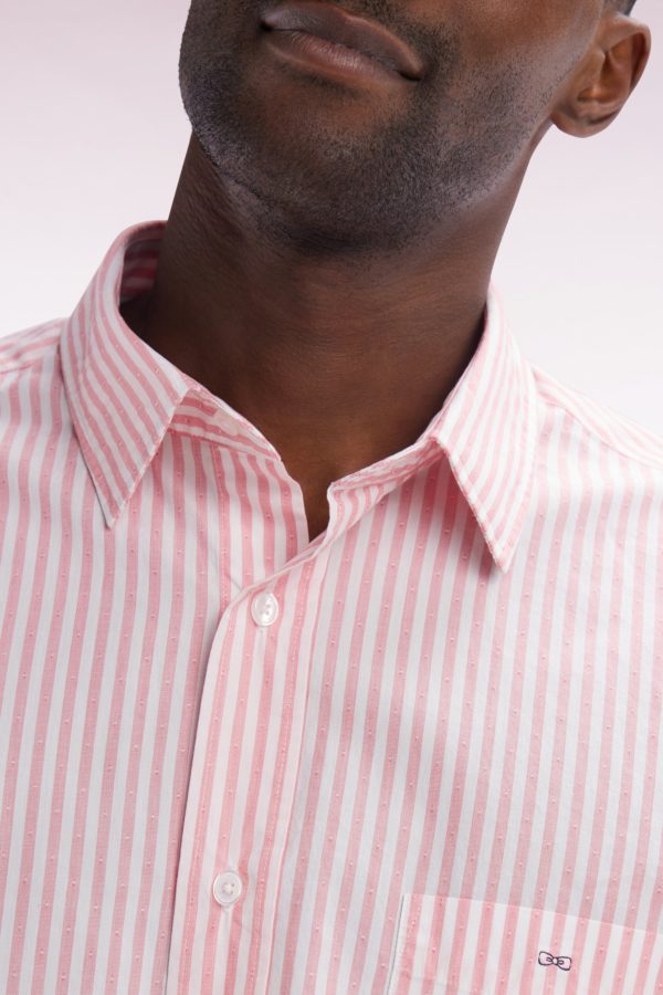 Chemise En Coton À Rayures Roses Coupe Droite Eden Park – Image 4