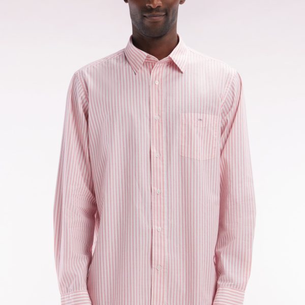 Chemise En Coton À Rayures Roses Coupe Droite Eden Park