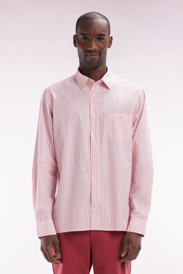 Chemise En Coton À Rayures Roses Coupe Droite Eden Park