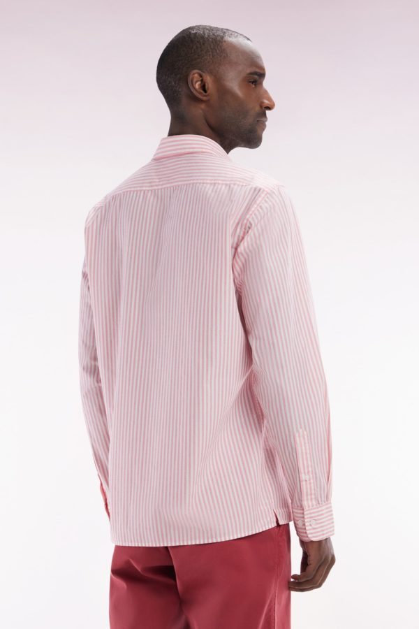 Chemise En Coton À Rayures Roses Coupe Droite Eden Park – Image 3