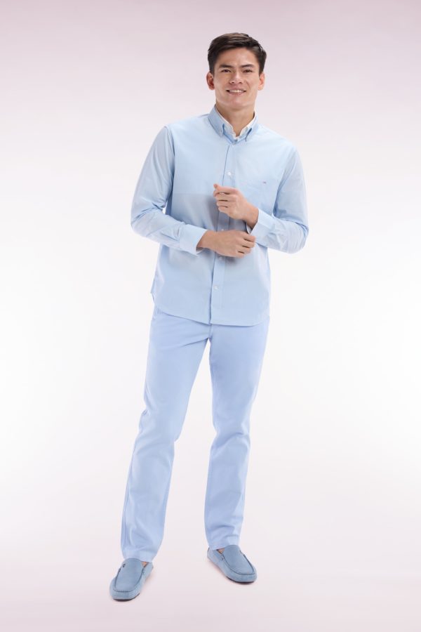 Chemise Imprimé Vichy En Coton Ciel Coupe Droite Eden Park – Image 2