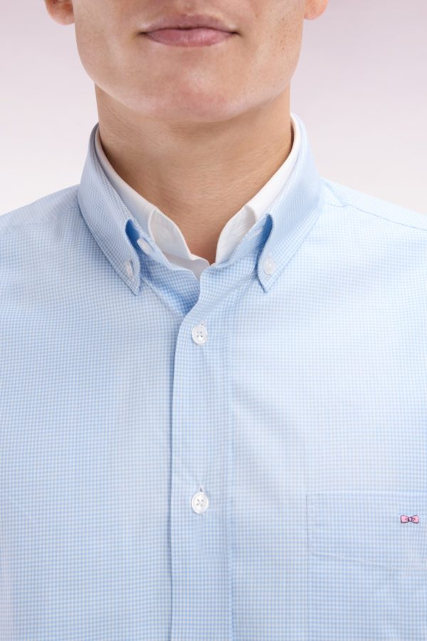 Chemise Imprimé Vichy En Coton Ciel Coupe Droite Eden Park – Image 4