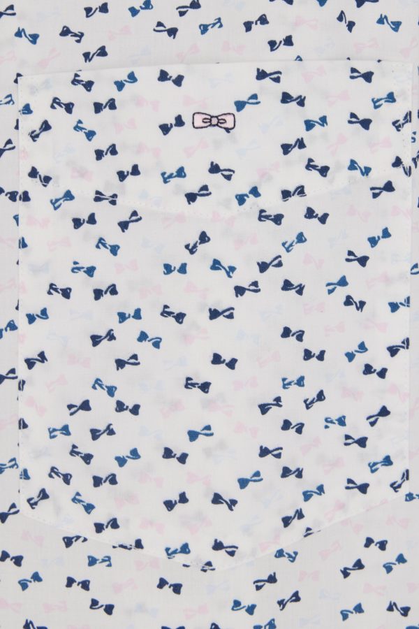 Chemise En Popeline De Coton Écrue Microimprimé Nœud Papillon Coupe Droite Eden Park – Image 5