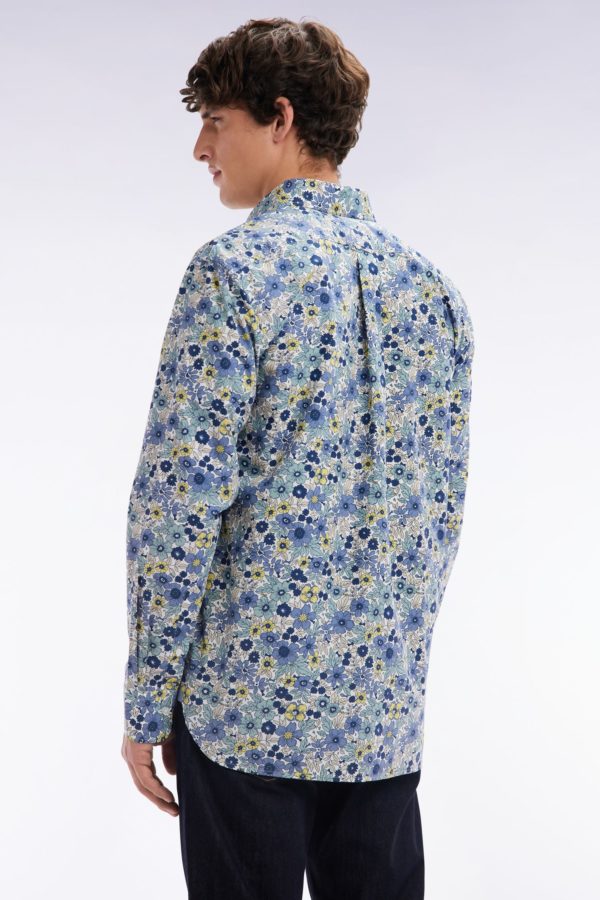 Chemise En Popeline De Coton Grise Imprimé Floral Coupe Droite Eden Park – Image 3