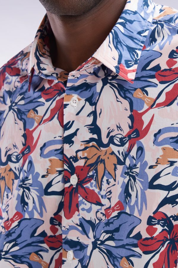 Chemise En Popeline De Coton Imprimé Tropical Nœud Papillon Coupe Droite Eden Park – Image 4