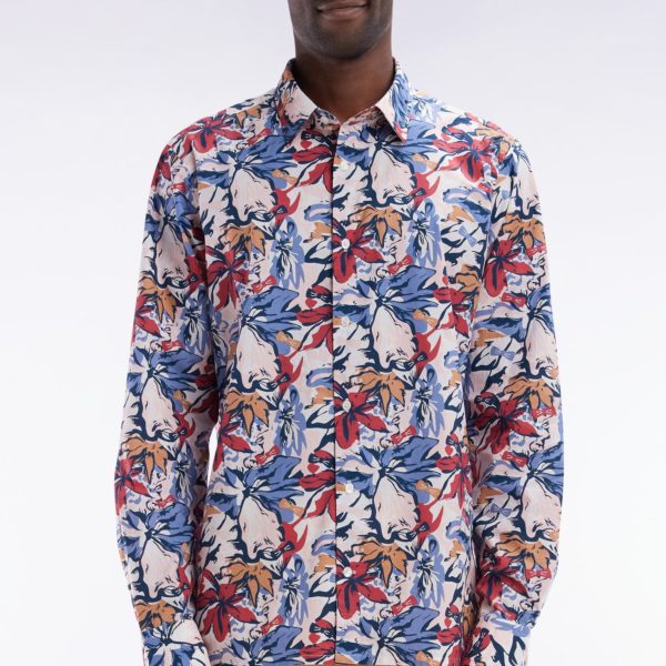 Chemise En Popeline De Coton Imprimé Tropical Nœud Papillon Coupe Droite Eden Park